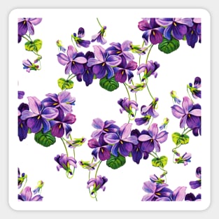 Vintage violets print - pretty purple flowers Sticker